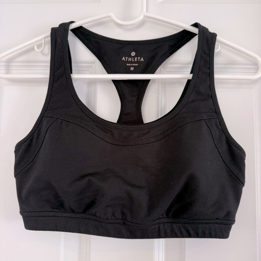 Athleta Racerback Sports Bra Black Size Medium